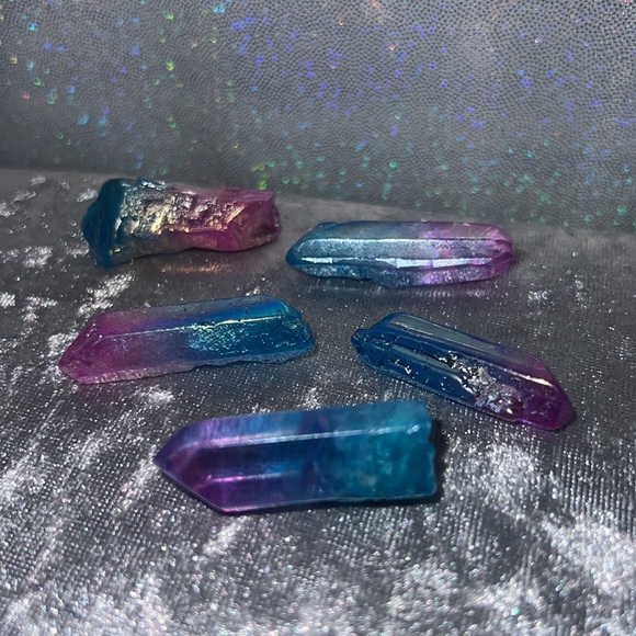 Aura quartz halo angel cotton candy crystal pink blue ombrΓ© electroplated π - Picture 6 of 16